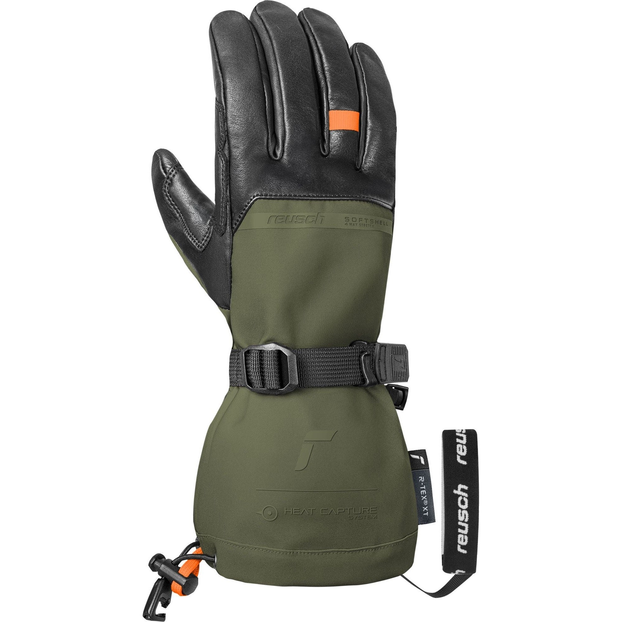 Reusch Duality R-WOOL Glove - Reusch Duality R-WOOL Glove - Burnt Olive/Shocking Orange/Black - back of hand